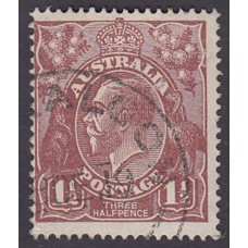 Australian    King George V   1½d Penny Half Pence Brown   Single Crown WMK  Plate Variety 4L52..